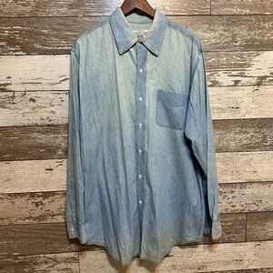 Vintage John Ashford Sport Light Blue Faded Denim Button Up Long Sleeve Shirt